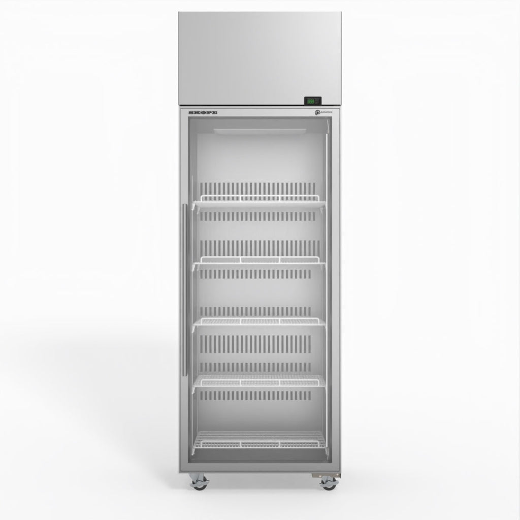 Skope 1 Glass Door Display or Storage Fridge - SKT650N-A - Stainless Steel