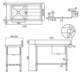 Mixrite Stainless Steel Dishwasher Single Inlet Right Sink - 700mmD WSS17120R
