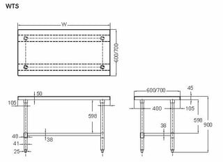 Mixrite Flat Top Work Bench 1800 x 600 x 900 mm WTS618