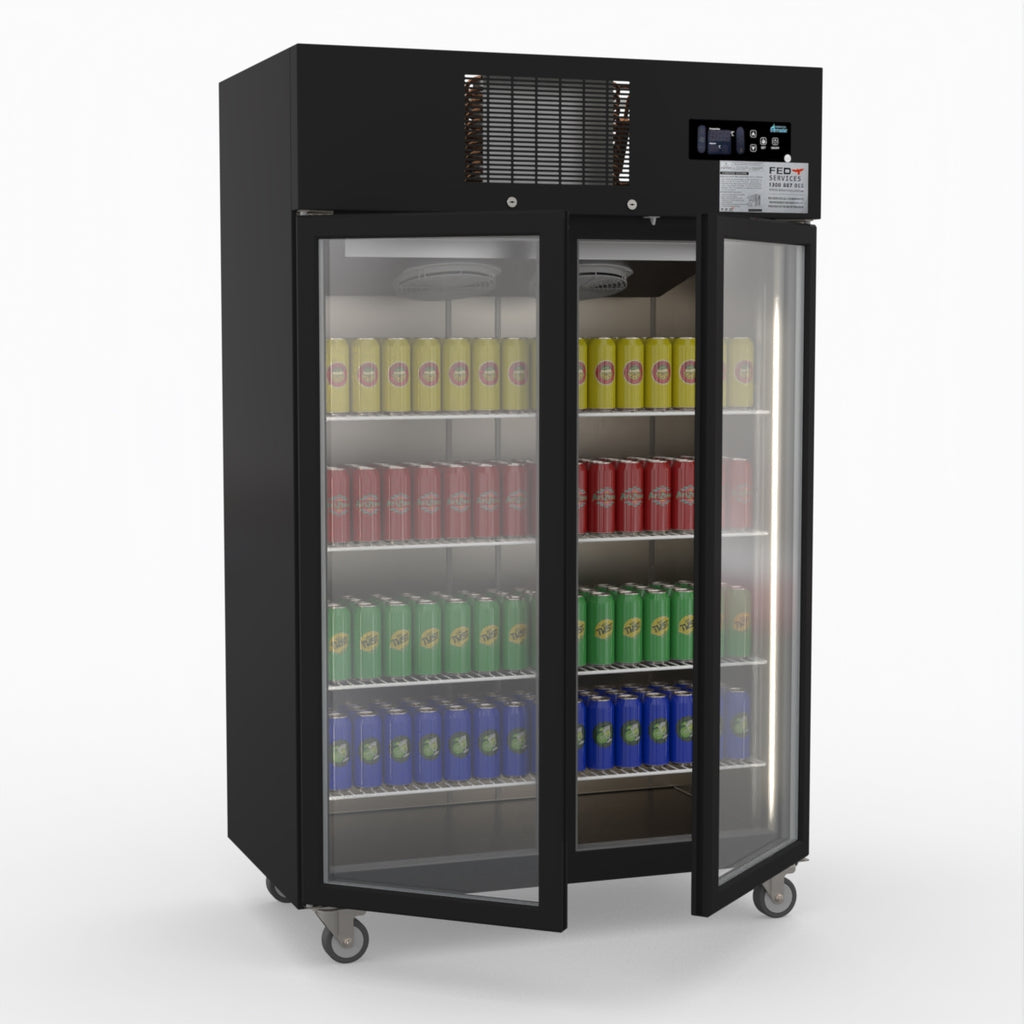 Thermaster Double Door Upright Display Fridge (black) SUCG1000B