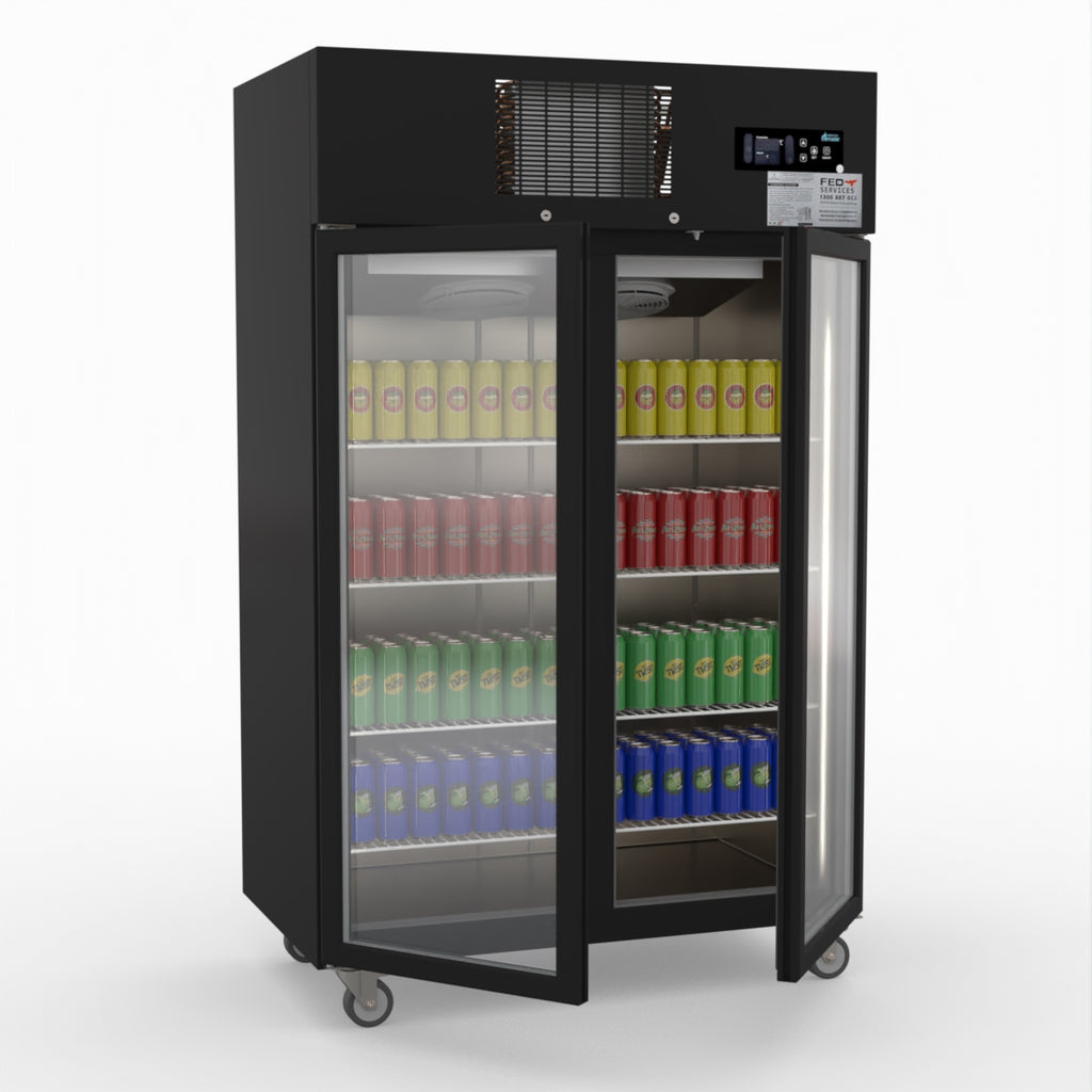 Thermaster Double Door Upright Display Fridge (black) SUCG1000B