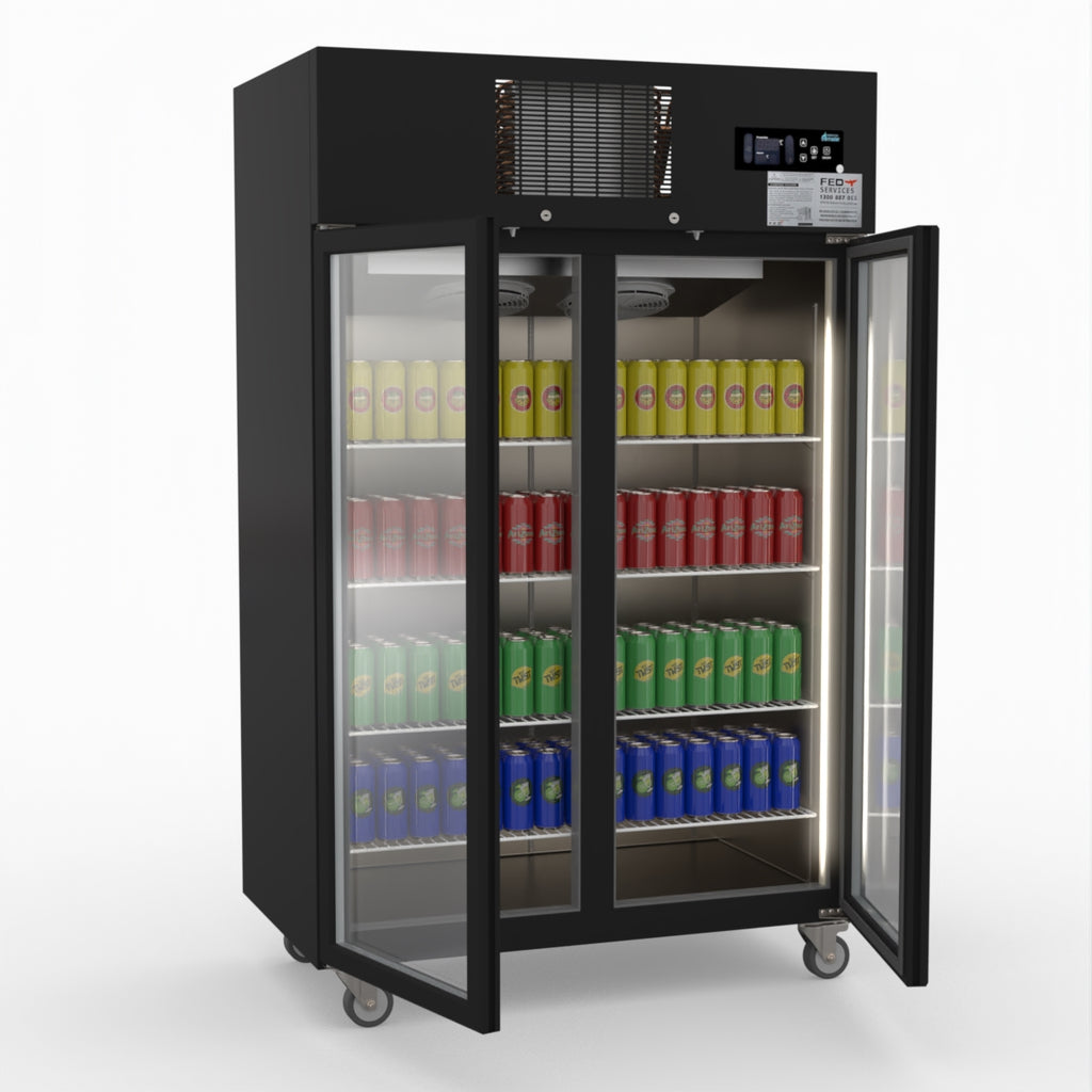 Thermaster Double Door Upright Display Fridge (black) SUCG1000B