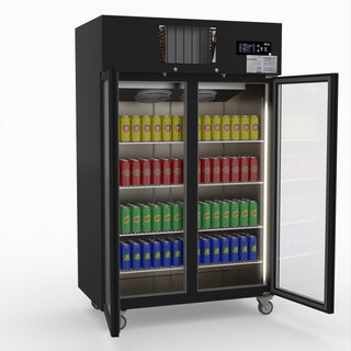 Double Door Upright Display Fridge (Black) - Thermaster SUCG1000B