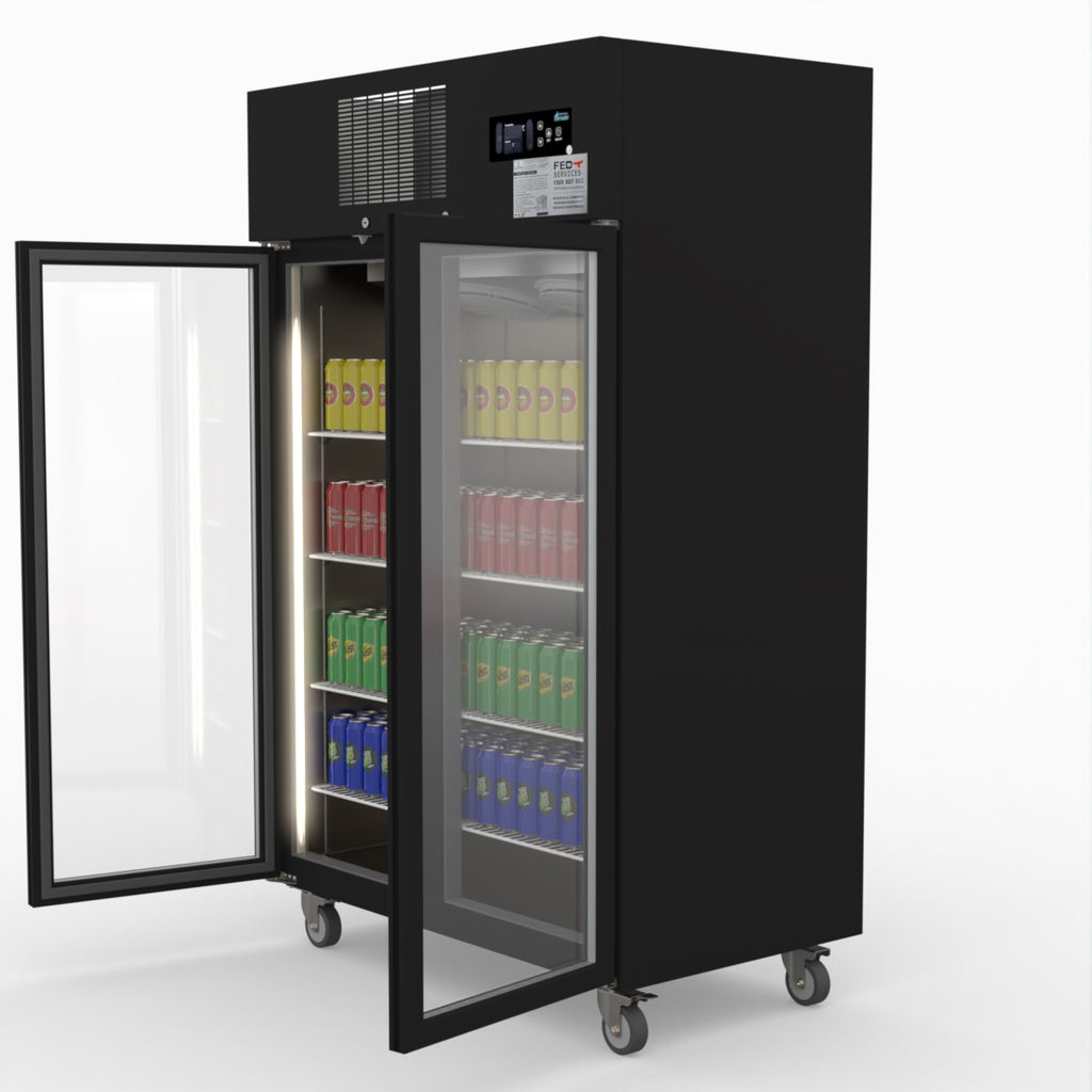 Thermaster Double Door Upright Display Fridge (black) SUCG1000B