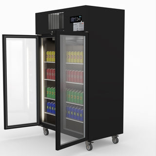 Double Door Upright Display Fridge (Black) - Thermaster SUCG1000B