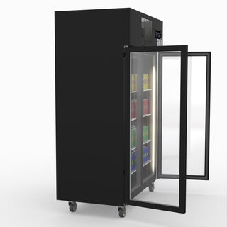 Double Door Upright Display Fridge (Black) - Thermaster SUCG1000B