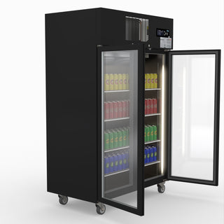 Double Door Upright Display Fridge (Black) - Thermaster SUCG1000B