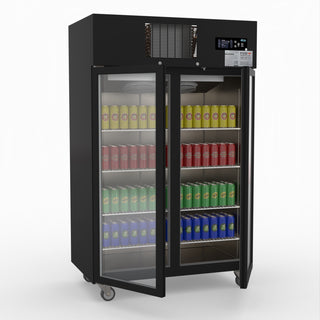 Double Door Upright Display Fridge (Black) - Thermaster SUCG1000B