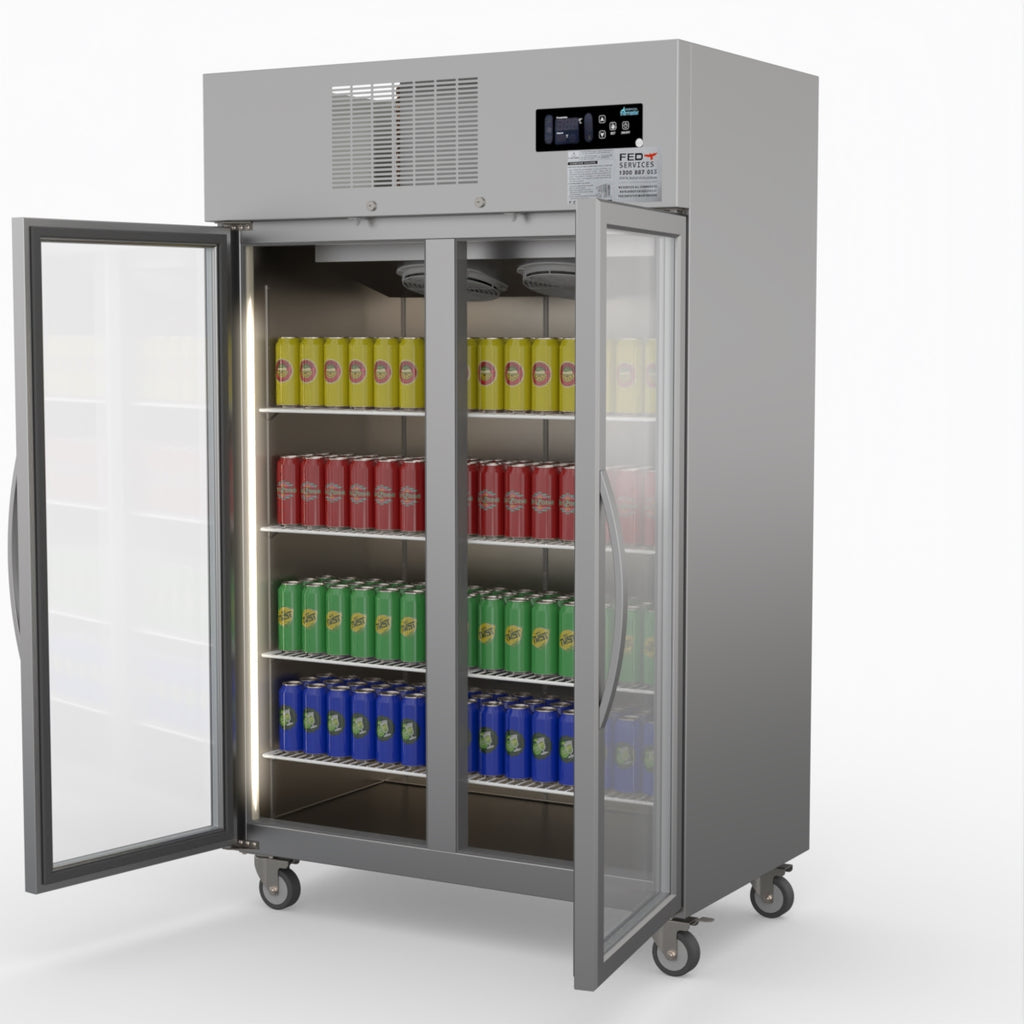 Double Door Upright Display Fridge - Thermaster SUCG1000