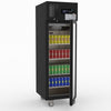Thermaster Single Glass Door Upright Fridge Black Stainless Steel SUCG500B