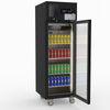 Thermaster Single Glass Door Upright Fridge Black Stainless Steel SUCG500B