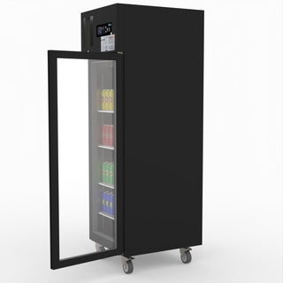 Single Glass Door Upright Fridge Black Stainless Steel - Thermaster SUCG500B