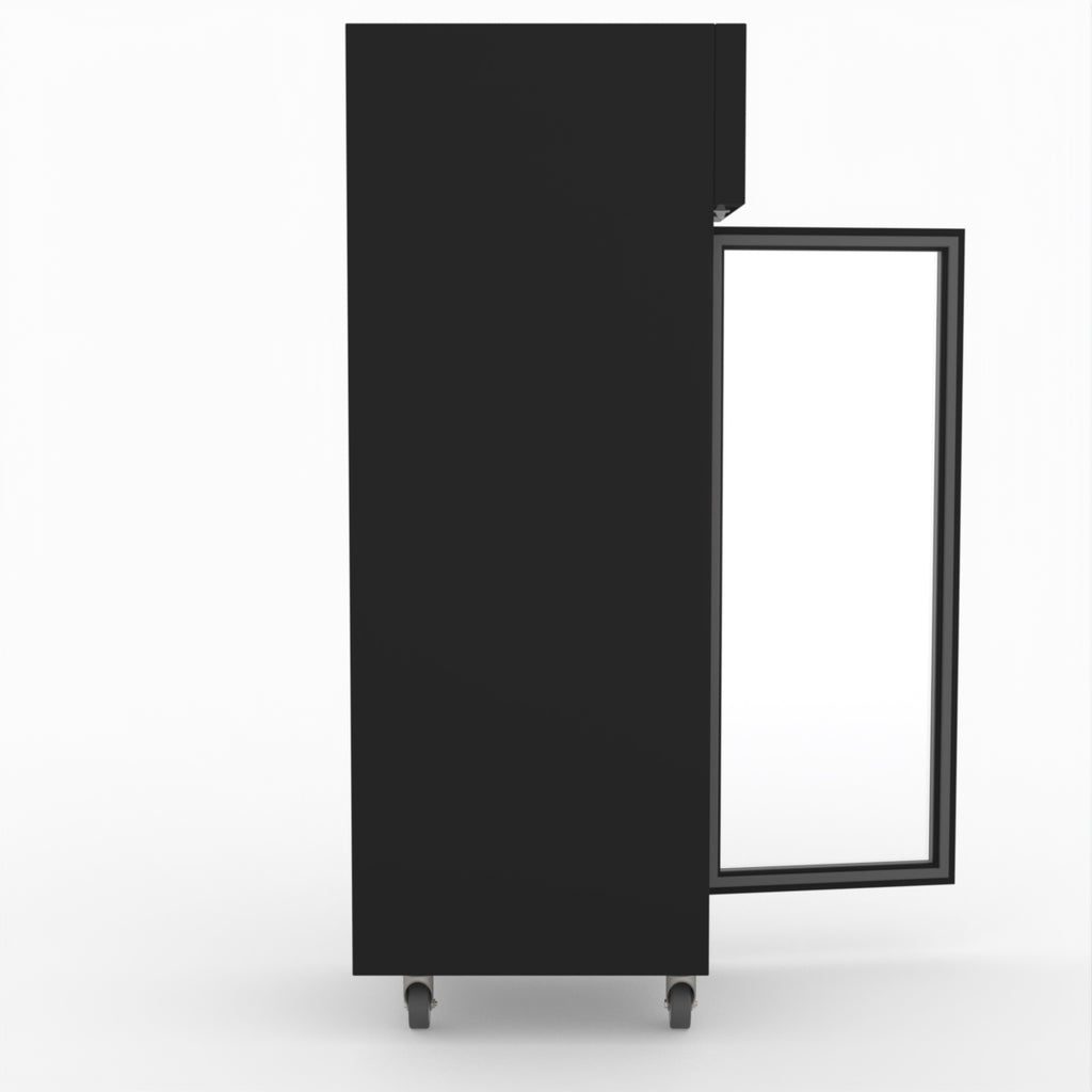 Single Glass Door Upright Fridge Black Stainless Steel - Thermaster SUCG500B