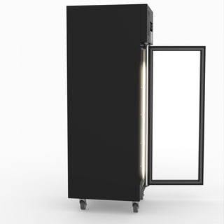 Single Glass Door Upright Fridge Black Stainless Steel - Thermaster SUCG500B