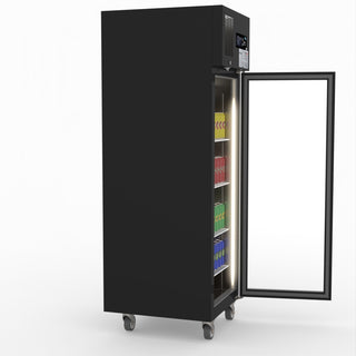 Single Glass Door Upright Fridge Black Stainless Steel - Thermaster SUCG500B