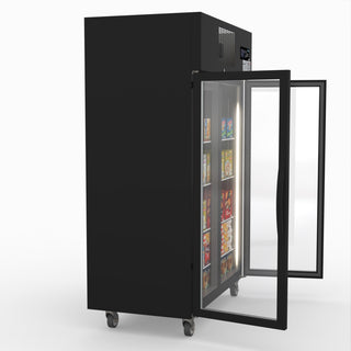 Double Glass Door Black Stainless Steel Upright Freezer - Thermaster SUFG1000B