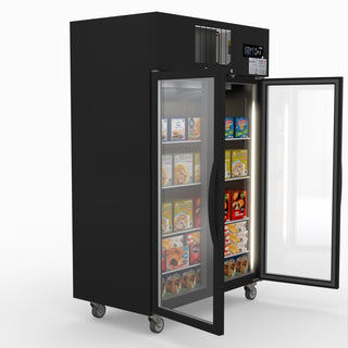 Double Glass Door Black Stainless Steel Upright Freezer - Thermaster SUFG1000B