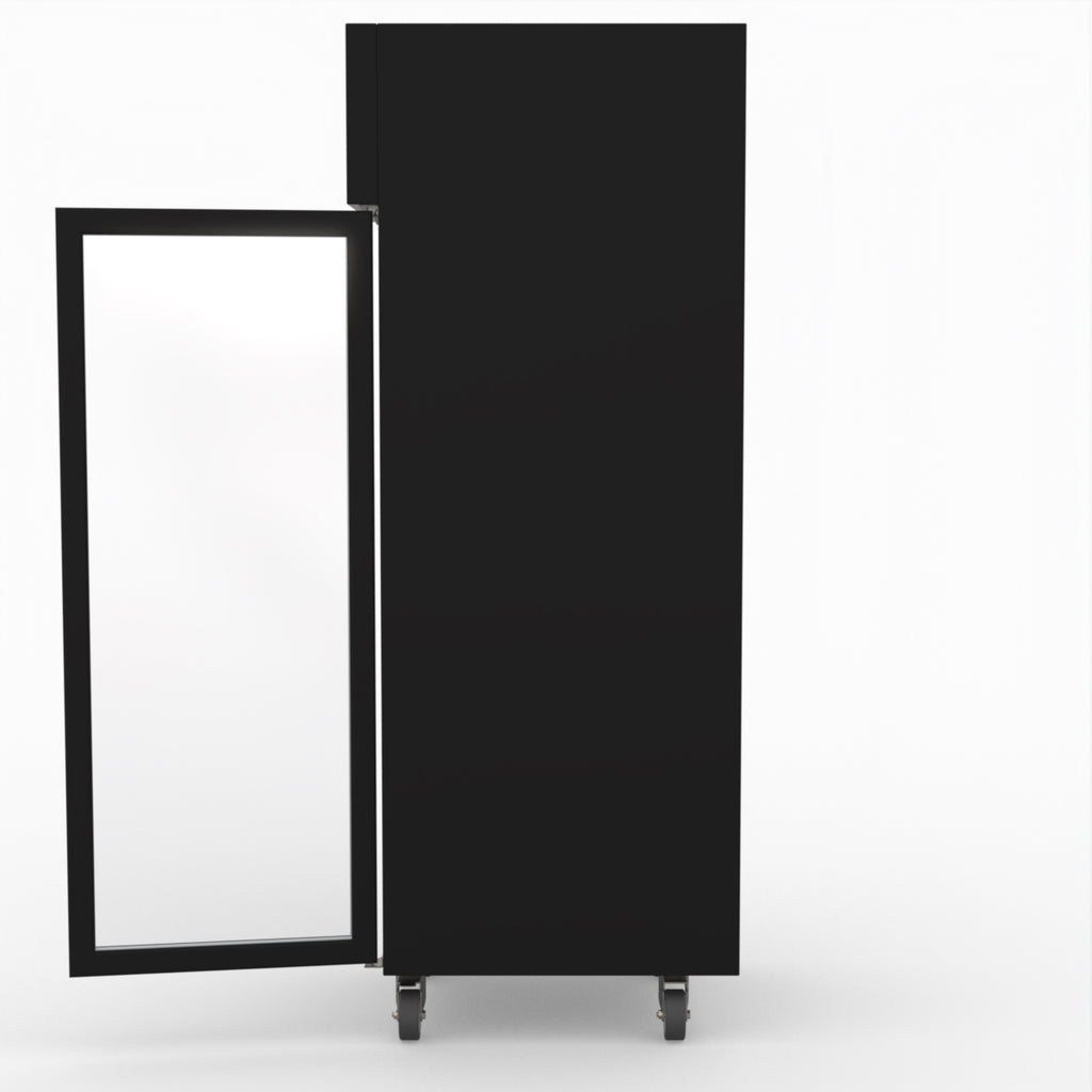 Single Glass Door Upright Freezer Black Stainless Steel - Thermaster SUFG500B