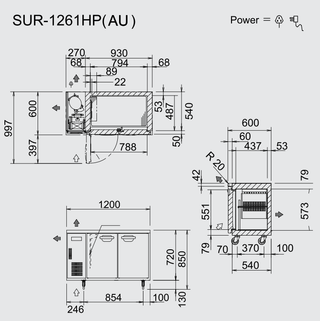 Under Bench Chiller Fridge 214L - - Panasonic SUR-1261HP