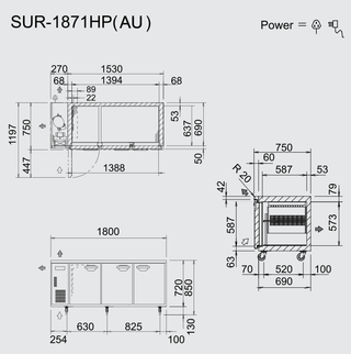 Under Bench Chiller Fridge 495L - - Panasonic SUR-1871HP