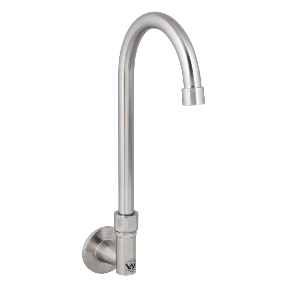 Stainless Steel Wall Elbow with Gooseneck Swivel Spout - 12" Spout- 3Monkeez T-3MWEG12