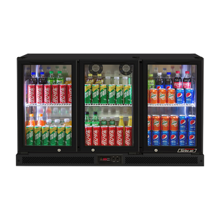Turbo Air 3 Swing Glass Door Back Bar Fridge - Black Trim