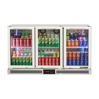 Turbo Air 3 Swing Glass Door Back Bar Fridge - Stainless Steel