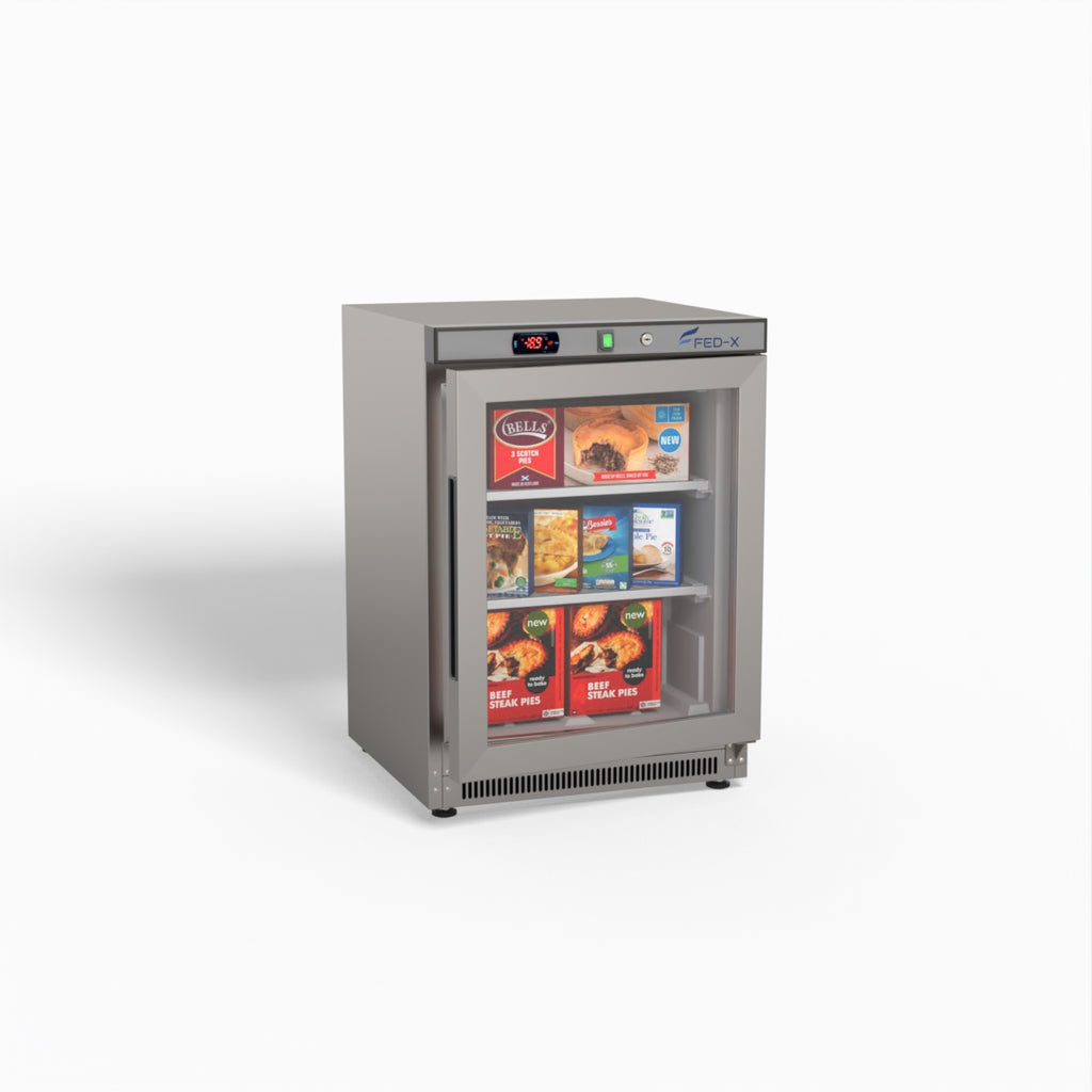 FED-X Thermaster Stainless Steel Upright Static Display Freezer XF200SG
