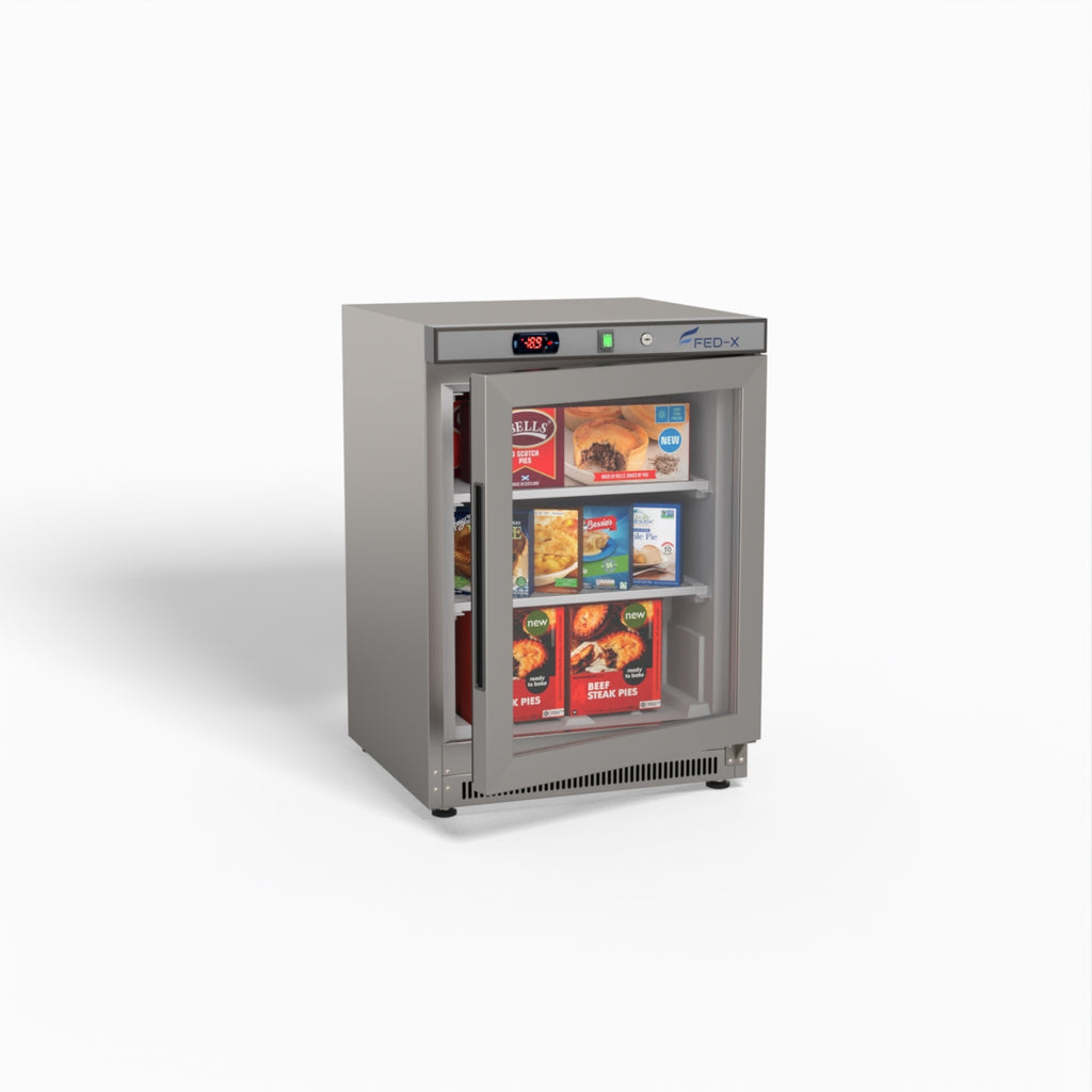 FED-X Thermaster Stainless Steel Upright Static Display Freezer XF200SG