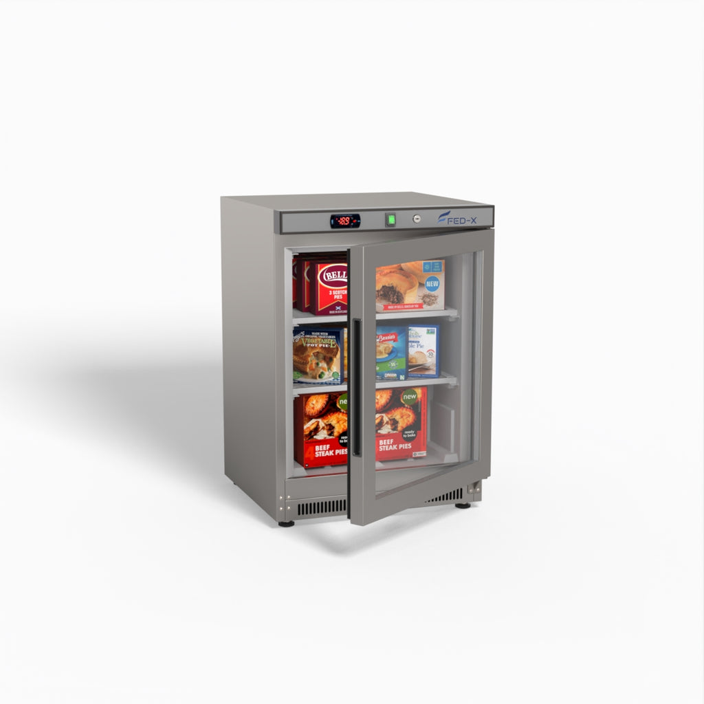 FED-X Thermaster Stainless Steel Upright Static Display Freezer XF200SG