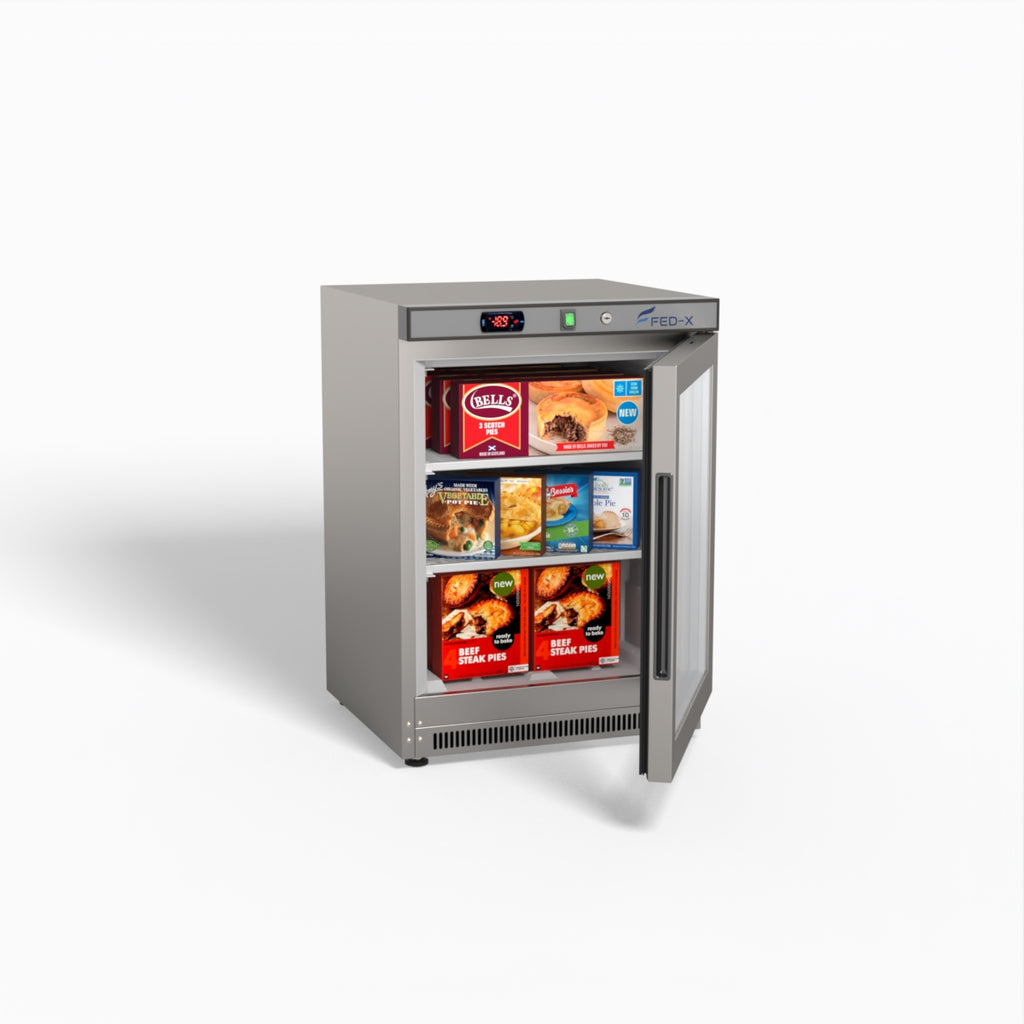 FED-X Thermaster Stainless Steel Upright Static Display Freezer XF200SG