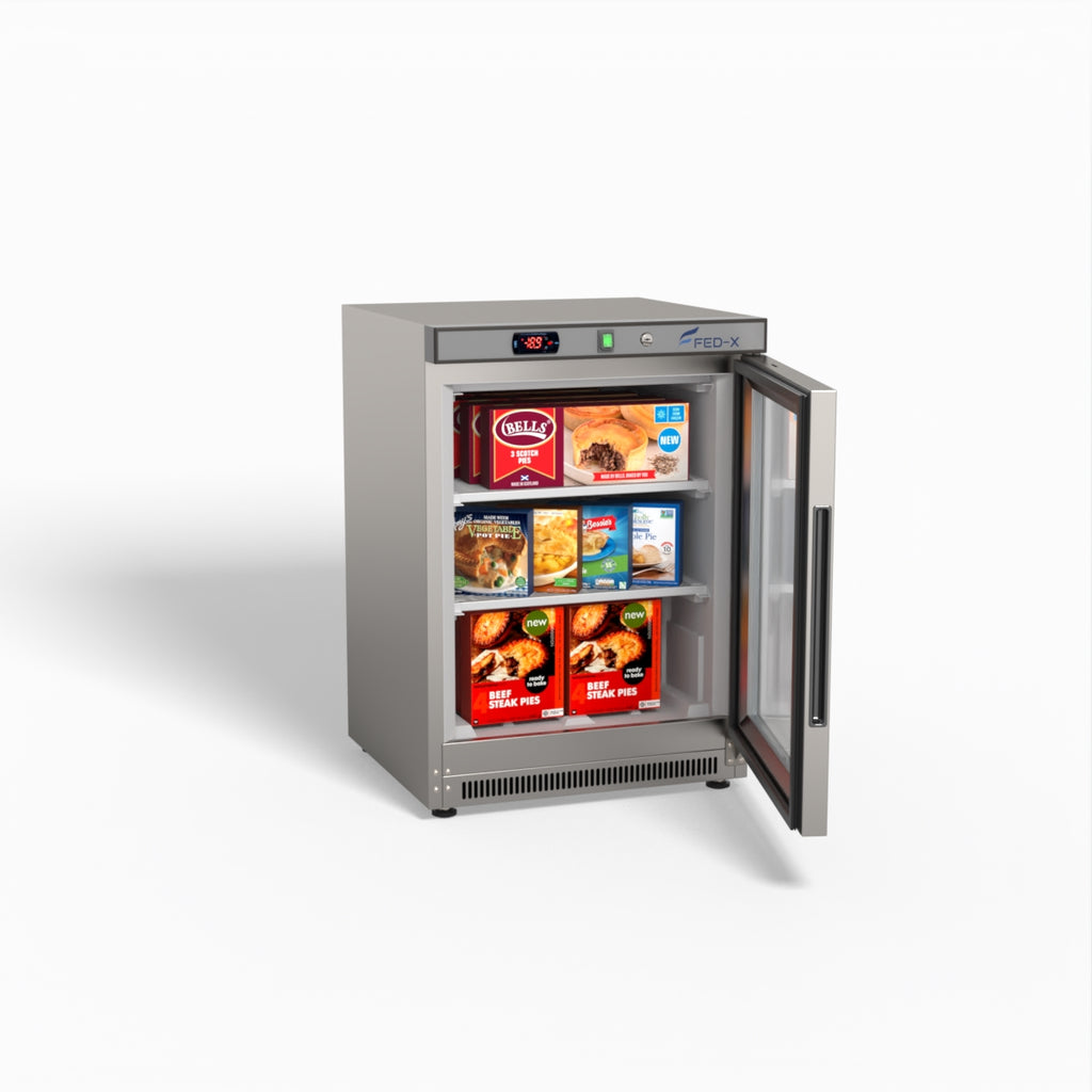 FED-X Thermaster Stainless Steel Upright Static Display Freezer XF200SG