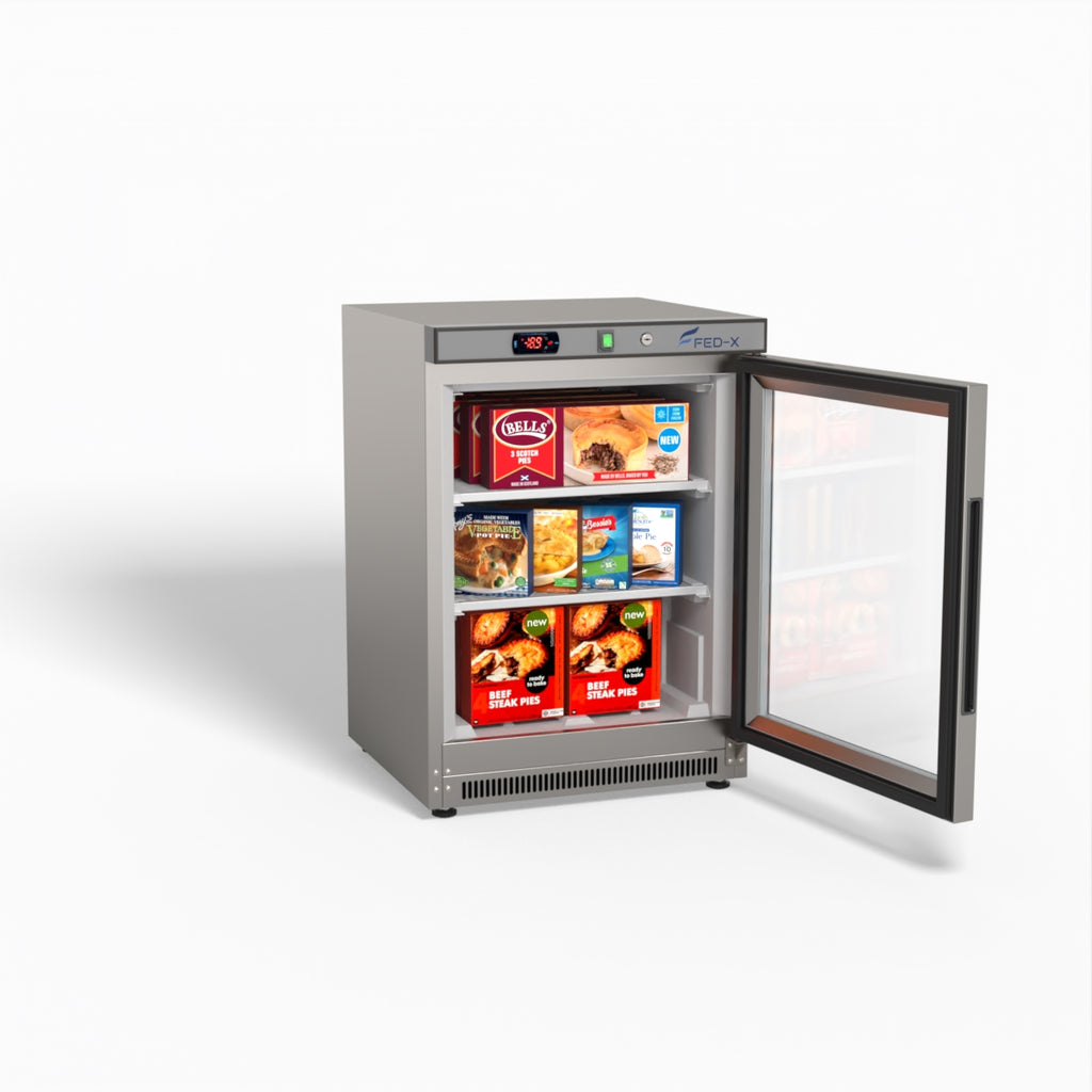 FED-X Thermaster Stainless Steel Upright Static Display Freezer XF200SG
