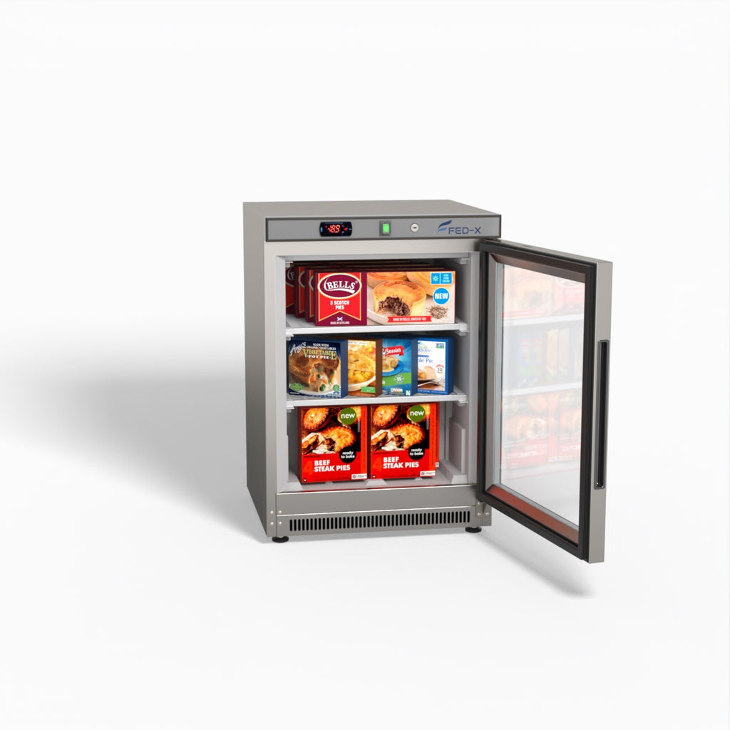 FED-X Thermaster Stainless Steel Upright Static Display Freezer XF200SG