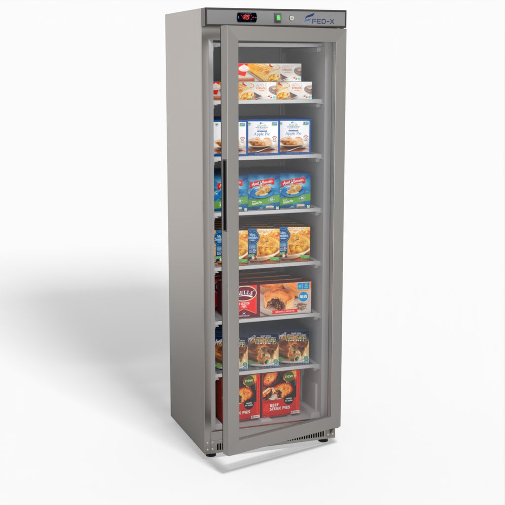 FED-X Thermaster Stainless Steel Upright Static Display Freezer XF400SG