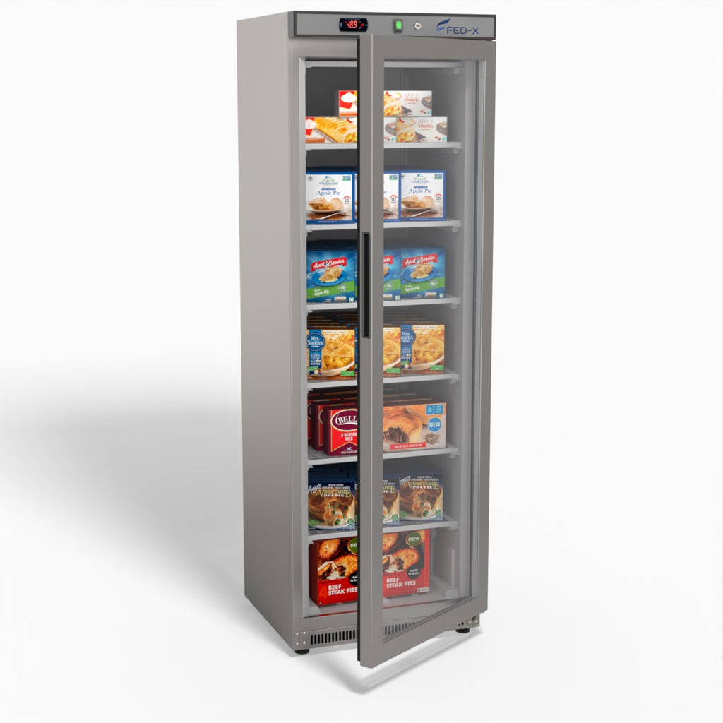 FED-X Thermaster Stainless Steel Upright Static Display Freezer XF400SG