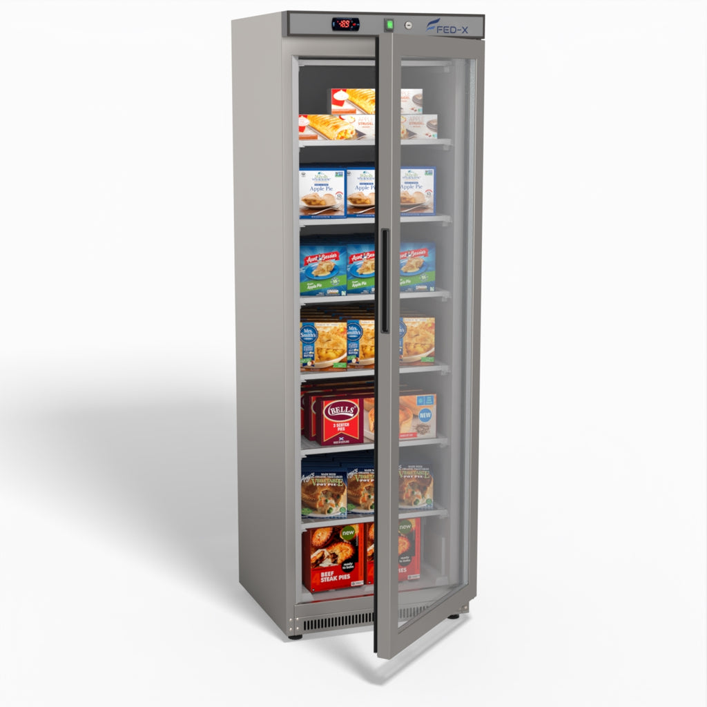 FED-X Thermaster Stainless Steel Upright Static Display Freezer XF400SG