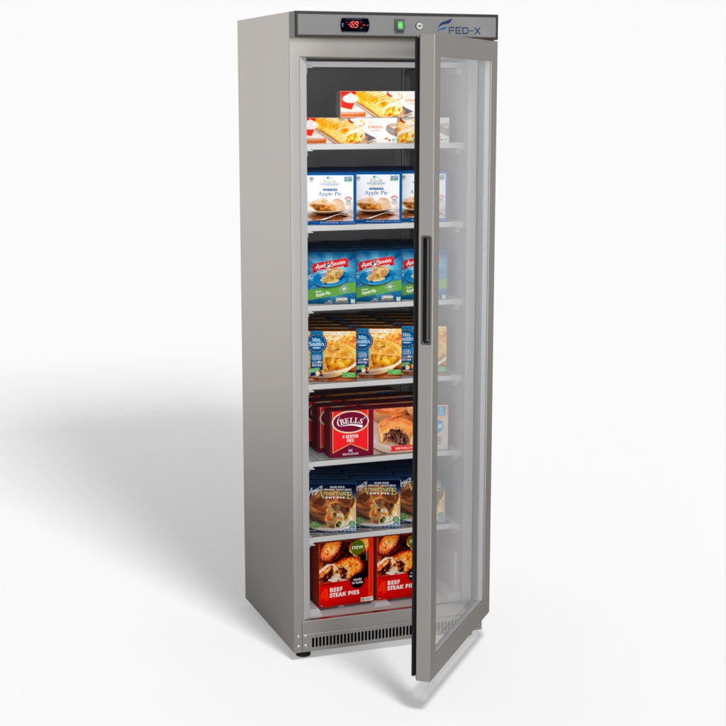 FED-X Thermaster Stainless Steel Upright Static Display Freezer XF400SG