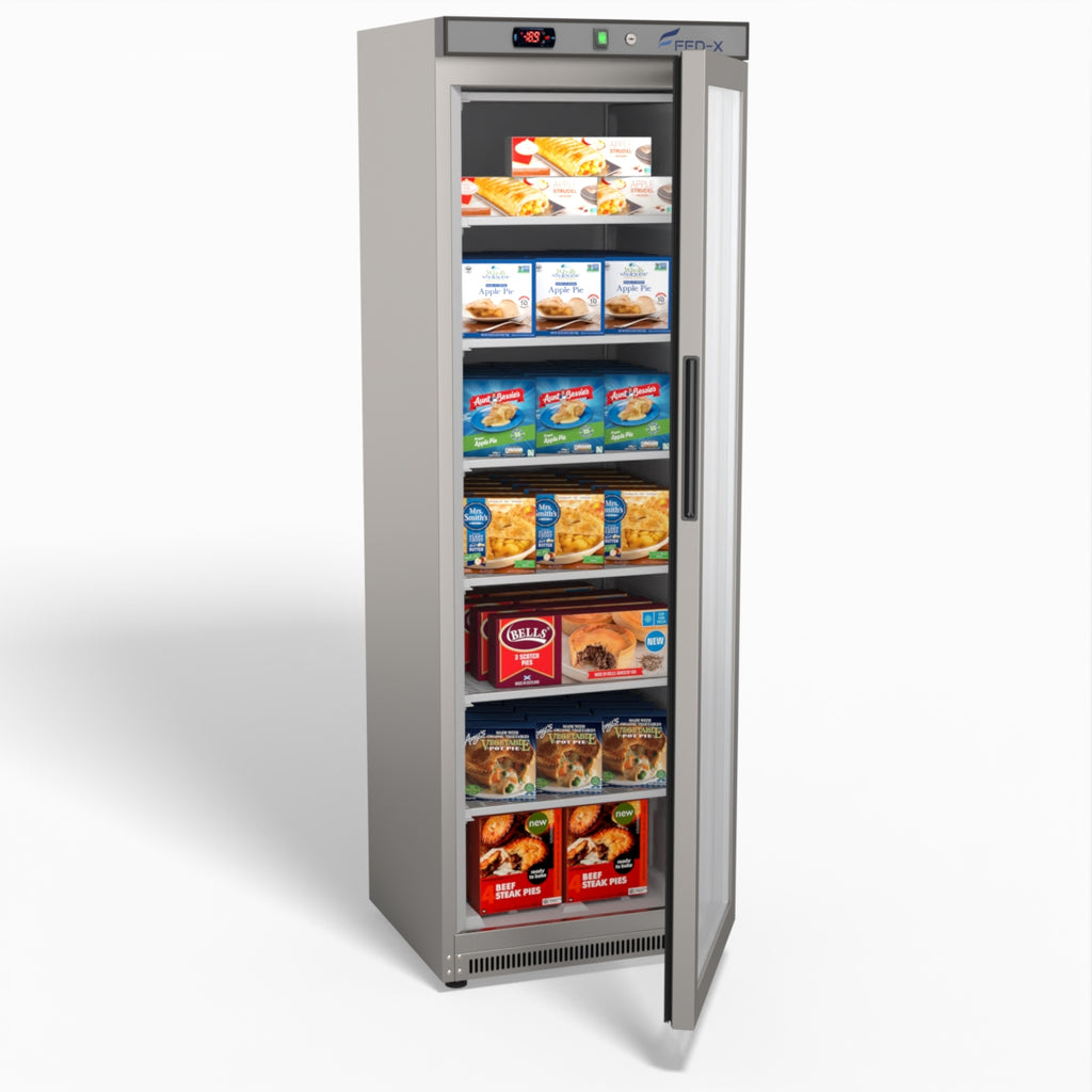 FED-X Thermaster Stainless Steel Upright Static Display Freezer XF400SG