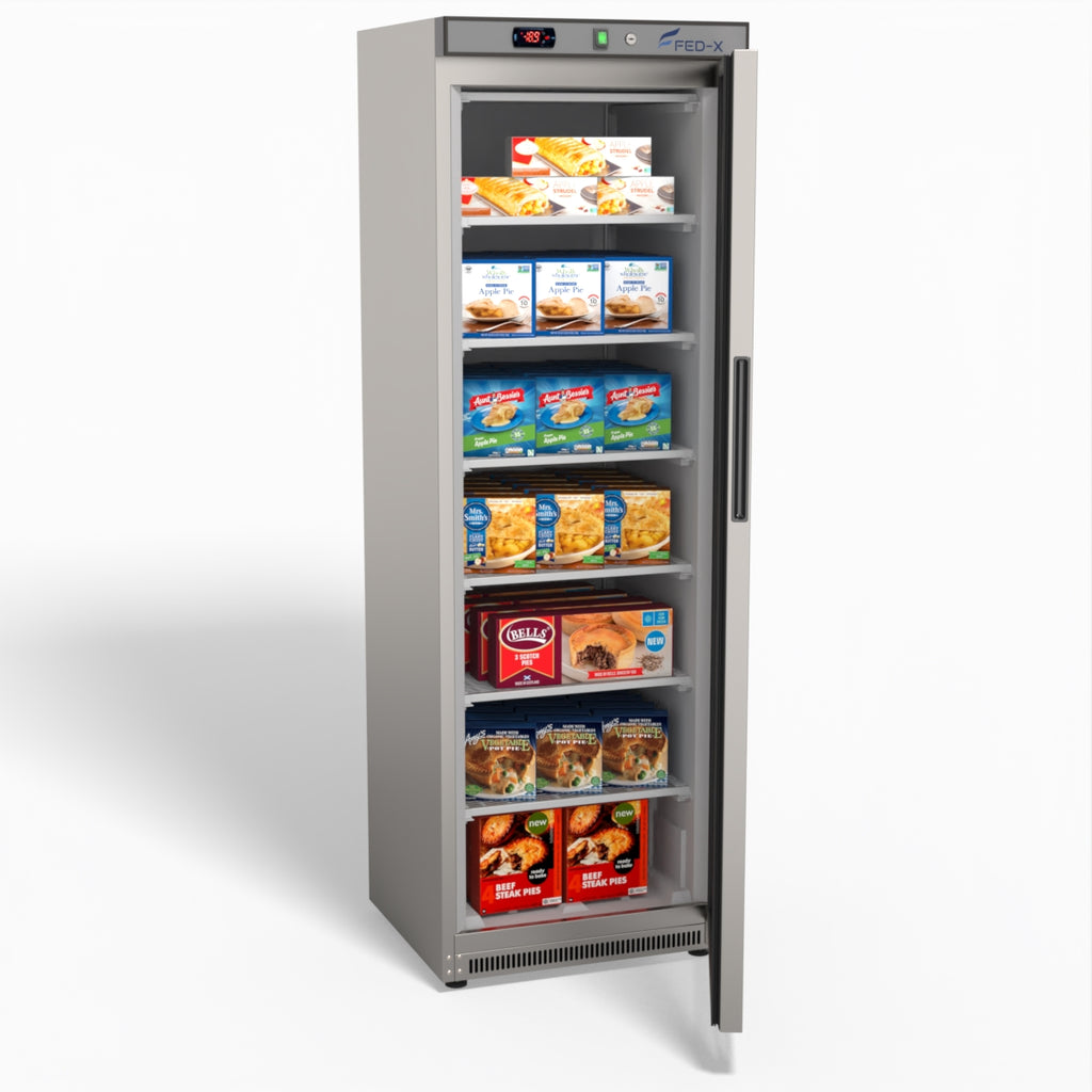 FED-X Thermaster Stainless Steel Upright Static Display Freezer XF400SG