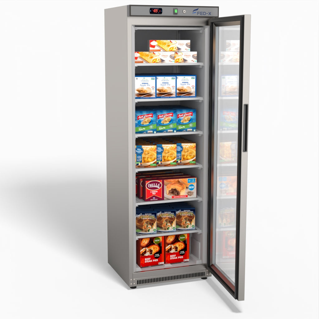 FED-X Thermaster Stainless Steel Upright Static Display Freezer XF400SG