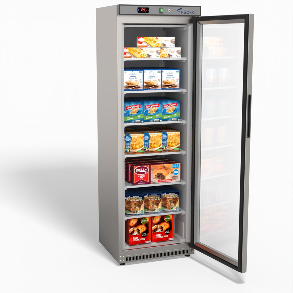 FED-X Thermaster Stainless Steel Upright Static Display Freezer XF400SG