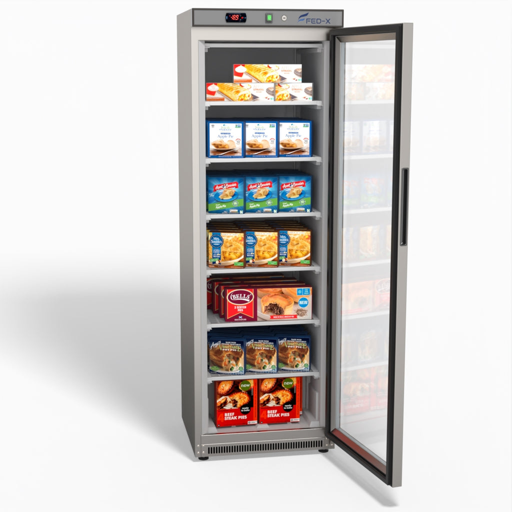 FED-X Thermaster Stainless Steel Upright Static Display Freezer XF400SG