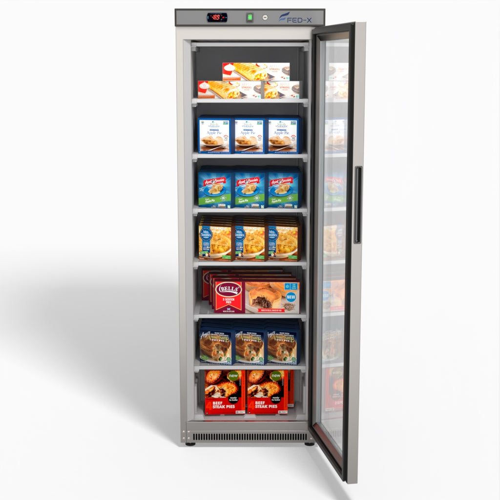 FED-X Thermaster Stainless Steel Upright Static Display Freezer XF400SG