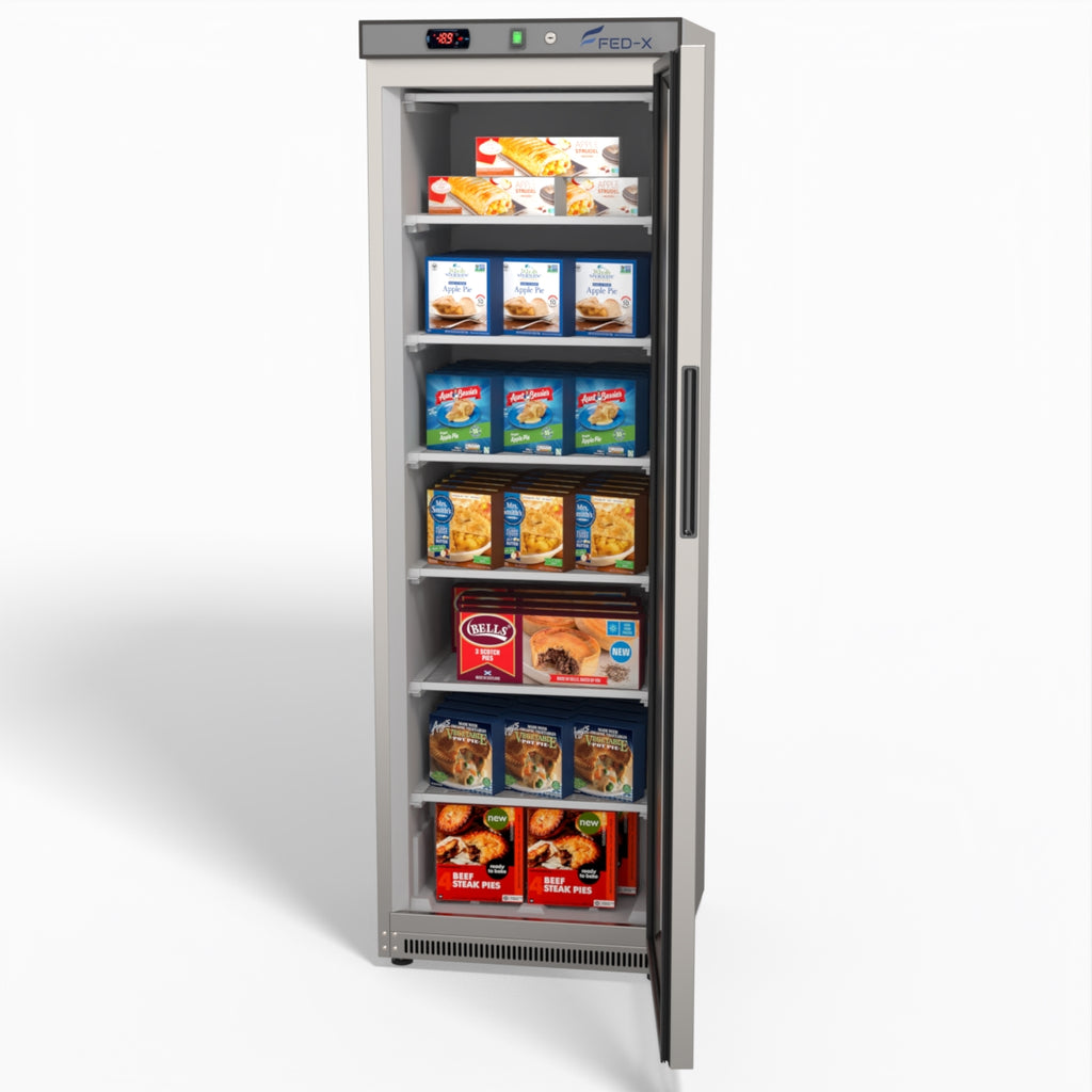 FED-X Thermaster Stainless Steel Upright Static Display Freezer XF400SG