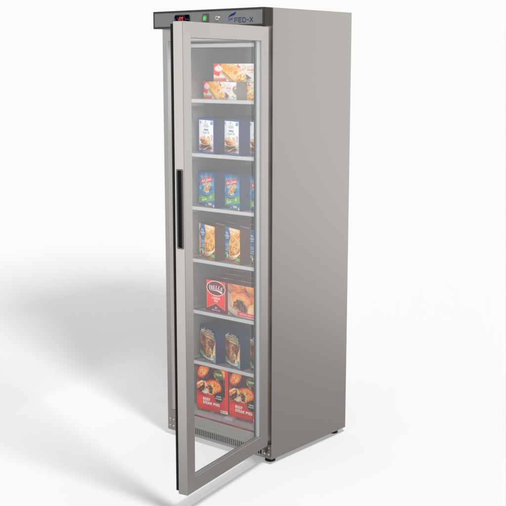 FED-X Thermaster Stainless Steel Upright Static Display Freezer XF400SG