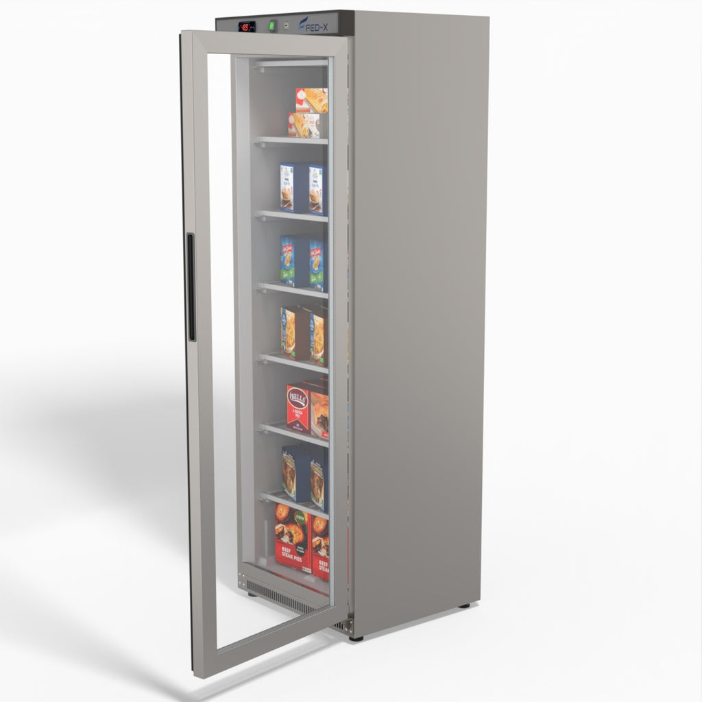 FED-X Thermaster Stainless Steel Upright Static Display Freezer XF400SG