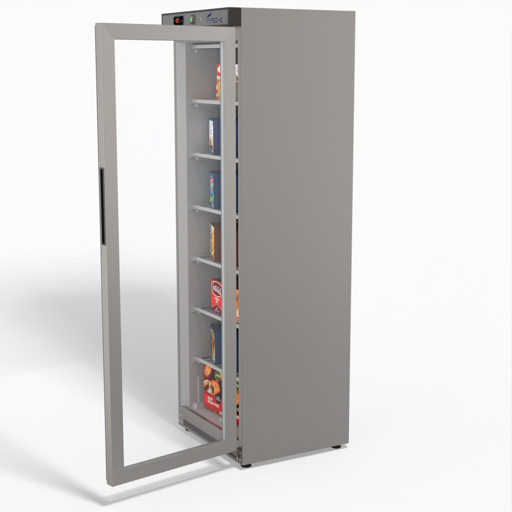 FED-X Thermaster Stainless Steel Upright Static Display Freezer XF400SG