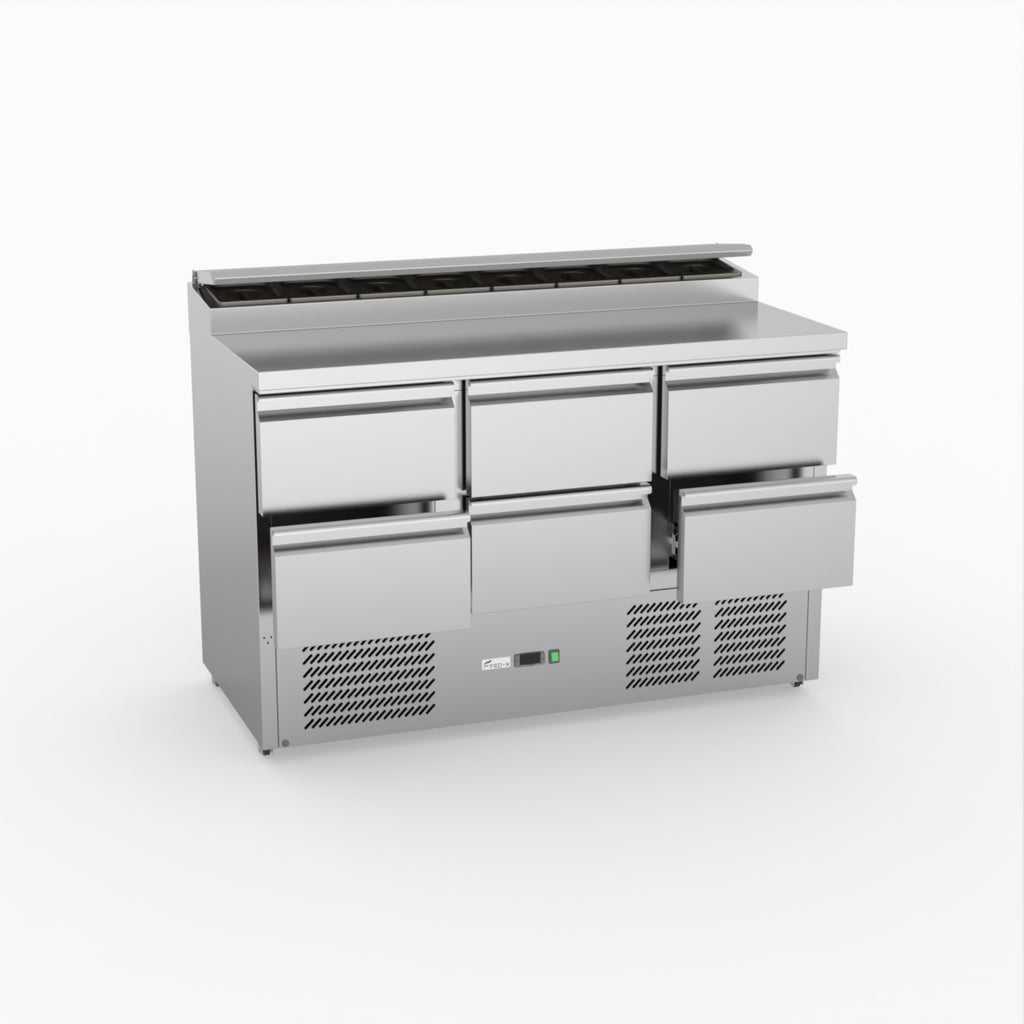 FED-X Six Drawer Salad Prep Fridge XGNS1300D-6D