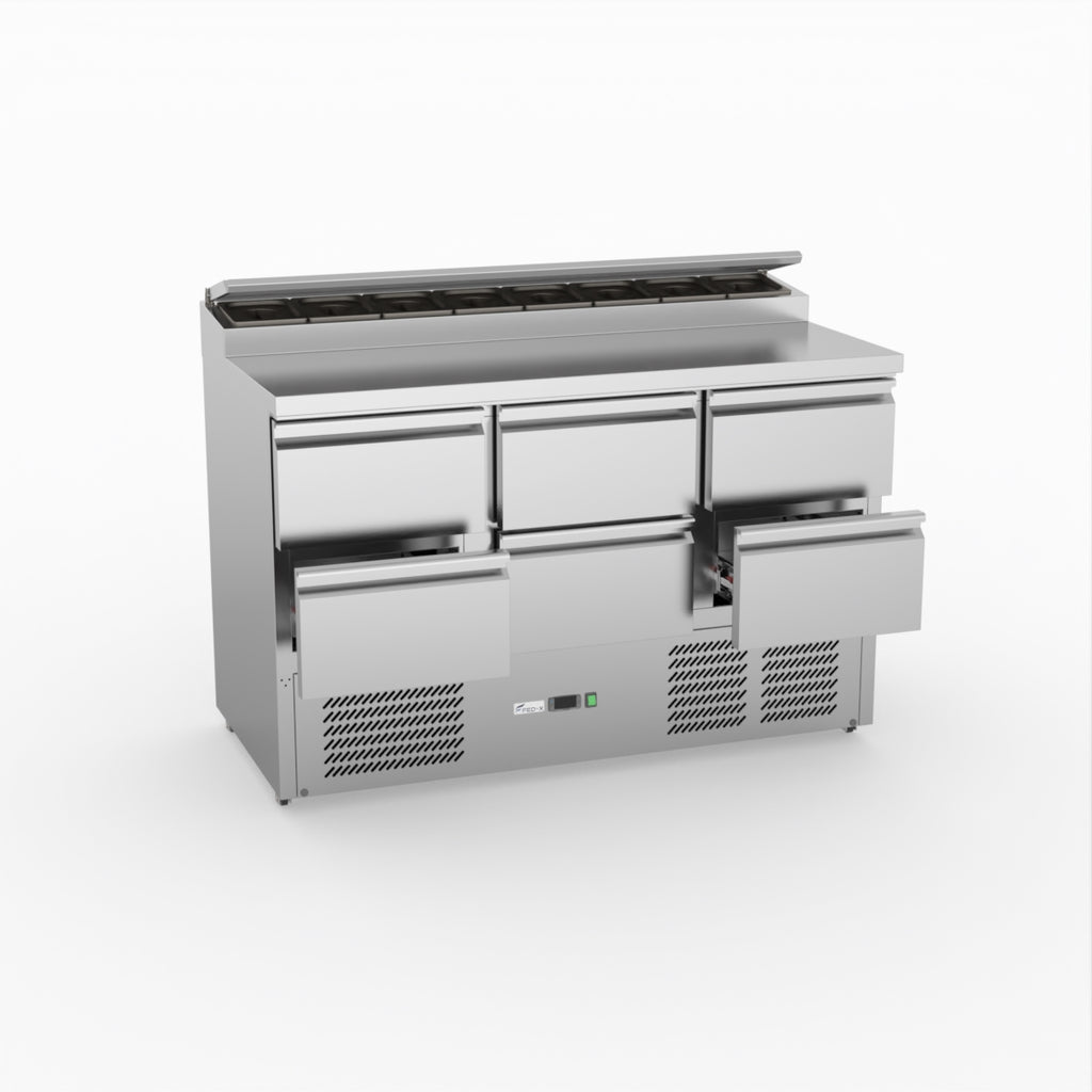 FED-X Six Drawer Salad Prep Fridge XGNS1300D-6D